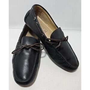 Mercanti Fiorentini Mens Relax Tie Shoe Black Leather Loafers 9.5M